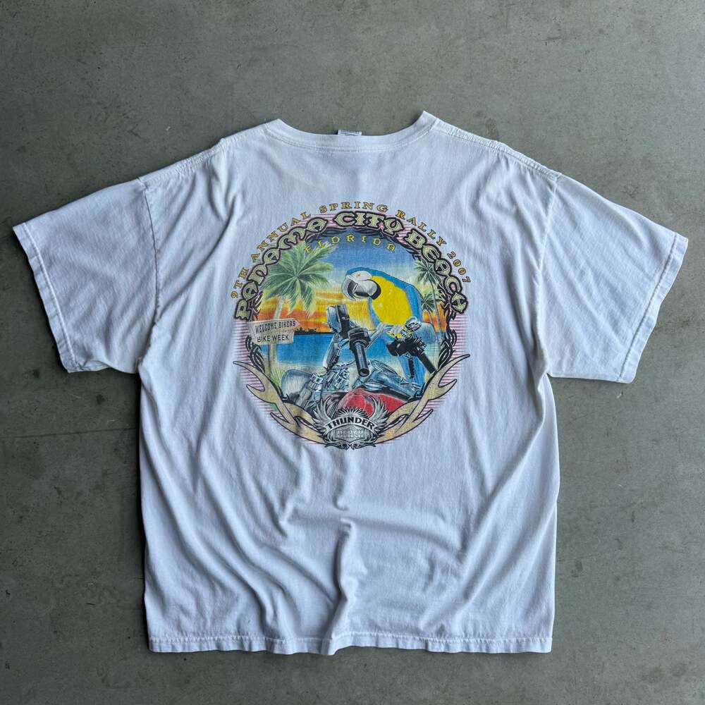 Vintage 2007 Thunder Beach Biker Motorcycle Rally Graphic T-Shirt
